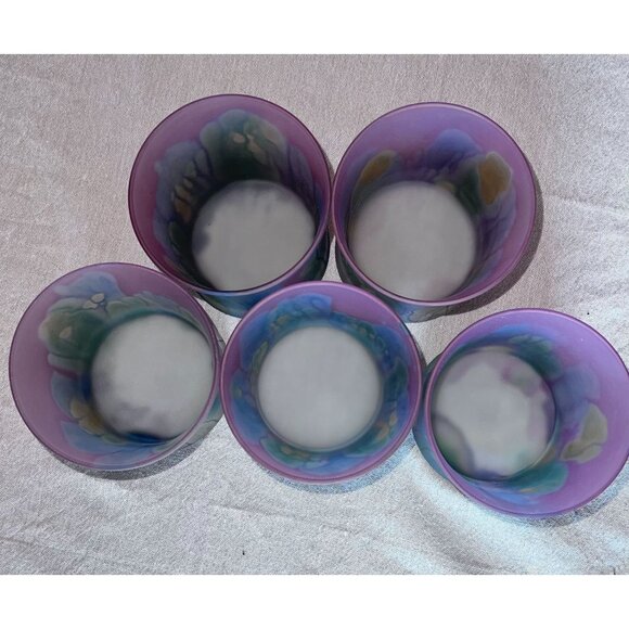 Robert Rueven Art Glass Tumblers Nouveau Art Glass Co Hand-crafted BLU PRP GRN - Picture 5 of 11